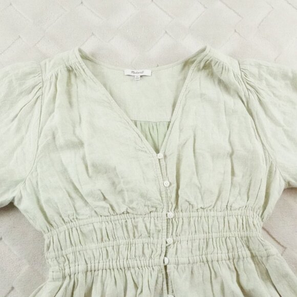 Madewell Linen-Blend Sophia Mini Dress Womens Extra Large Button Front Closure - Picture 4 of 13